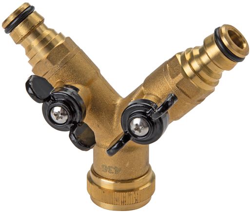 Y-distributor, G 3/4" - 2x coupling plugs, brass