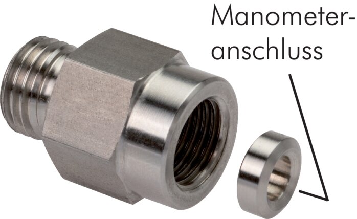 Raccord à bague coupante pour manomètre. G 1/4"-8 L (M14x1,5), sans écrou ni bague coupante, acier galvanisé