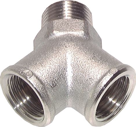 Y screw-in piece R 1/2" (AG) - 2 x G 1/2" (IG), nickel-plated brass