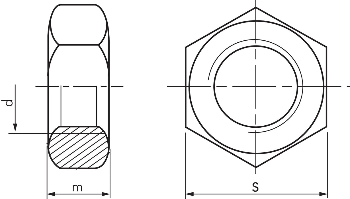 Sechskantmutter DIN 934 / ISO 4032, M 12, Stahl verzinkt 8