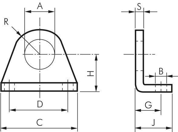 Support de pied pour cylindres ISO 6432 de 12 et 16 mm, 1.4301