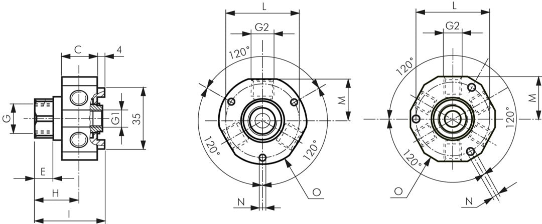 Distributeur rotatif G 3/8"-3x G 1/4", triple, joints FKM