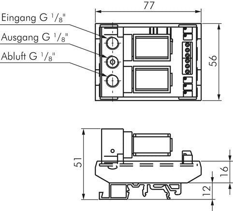 Régulateur de pression proportionnel G 1/8", 0 - 6 bar, 0 - 10 V, pour rail DIN