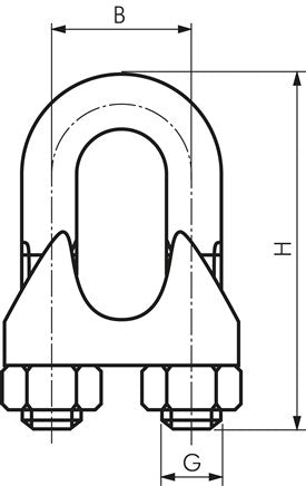 Serre-câble pour câble de 22,0 mm, M 14, B=38, 1.4436