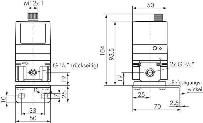 Régulateur de pression proportionnel G 3/8" 0,05 - 9bar 0 - 10 V Sortie : sortie de commutation (PNP)