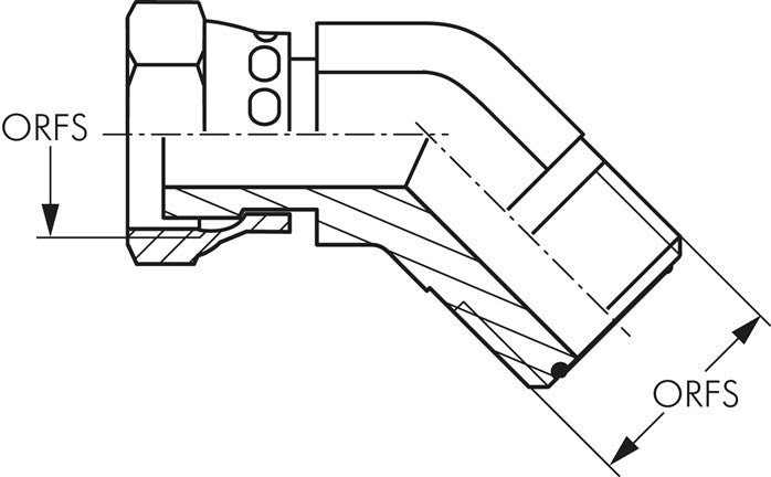 ORFS Raccord à vis coudé 45° UN 13/16"-16(IG/AG)