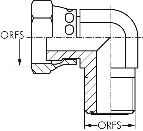 Raccord à vis d'angle ORFS UN 11/16"-16(IG/AG)