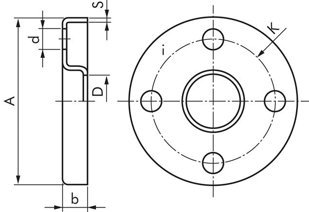 Loose flange DN40-PN10, DIN 2642, 1.4571 solid material