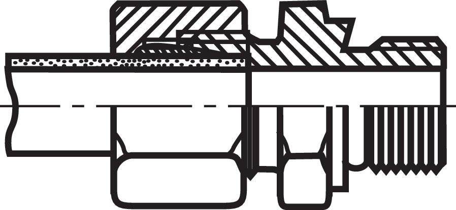 Straight cutting ring fitting. G 1/2"-16 S (M24x1.5), without nut &amp; cutting ring, galvanized steel