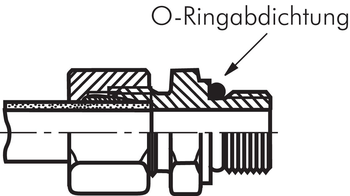 Raccord à bague coupante droite. UN 1-5/8"-12-42 L (M52x2), sans écrou ni bague coupante, acier galvanisé