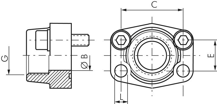 Flanschverschraubung 1-1/4"-SAE (3000 PSI), G 3/4" (IG)