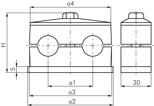 Paire de mors de serrage 42mm, taille 5, double polypropylène