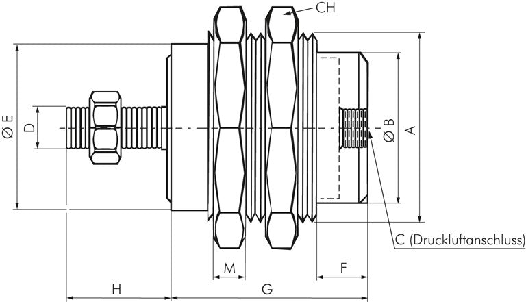 Einschraub-Pneumatikzylinder Kolben 16mm, 10mm Hub