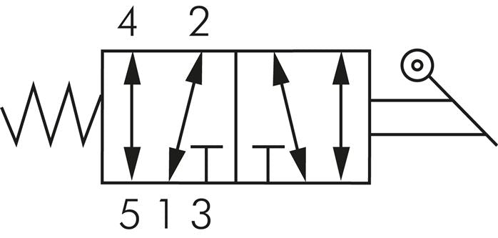 5/2-Wege-Handhebelventil, G 1/4", Federrückstellung