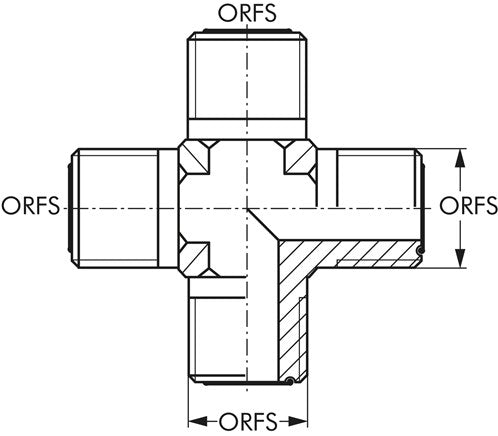 Raccord à vis cruciforme ORFS UN 1-3/16"-12(AG)