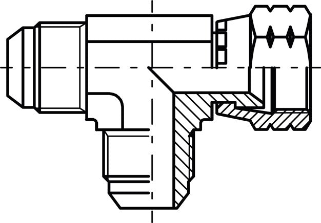 Raccord en T, UN 1-5/8"-12 (JIC), acier galvanisé