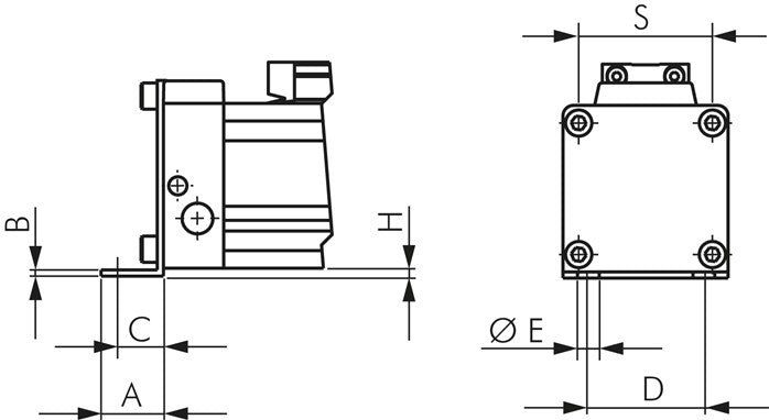 2 supports de pied pour vérins sans tige de 50 mm