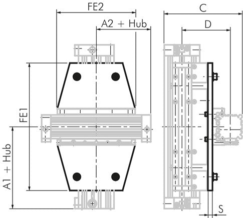 Kreuzträger 32 mm / 32 mm für kolbenstangenlose Zylinder