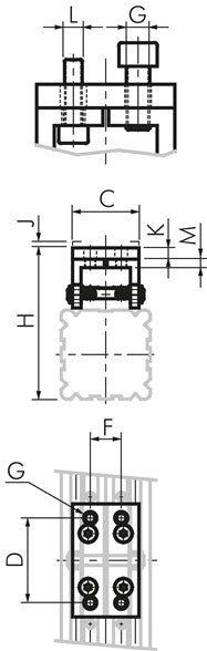 Pont pendulaire (étroit) pour cylindre sans tige de 40 mm