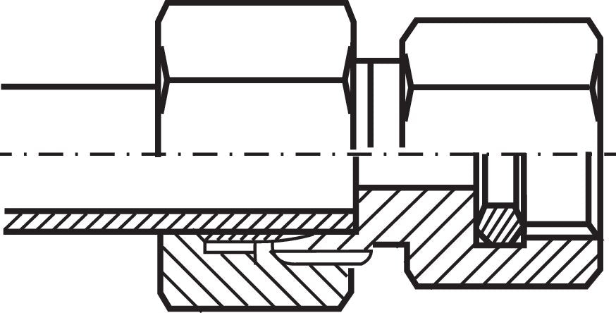 Pressure gauge cutting ring fitting. G 1/2"-8 S (M16x1.5), clamping ring 1.4571 (NC)