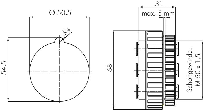 Connecteur à couplage multiple 10x 6mm, fiche, rond