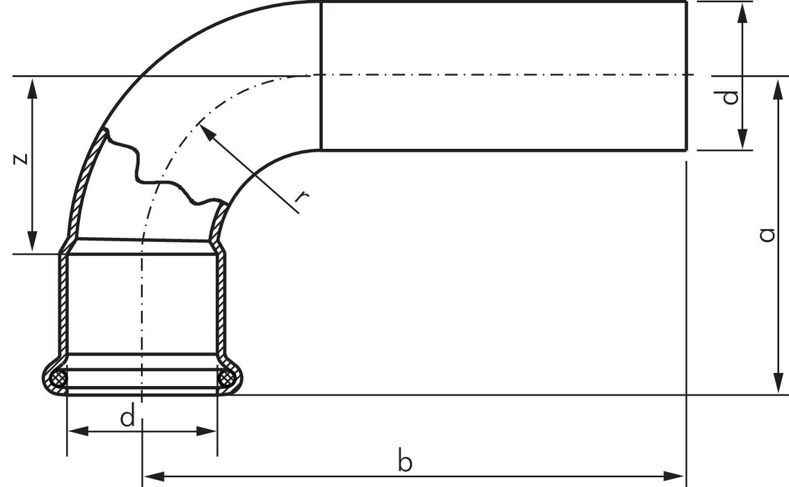 Raccord à sertir, coude 90°, 15 mm i/a, cuivre / alliage de cuivre