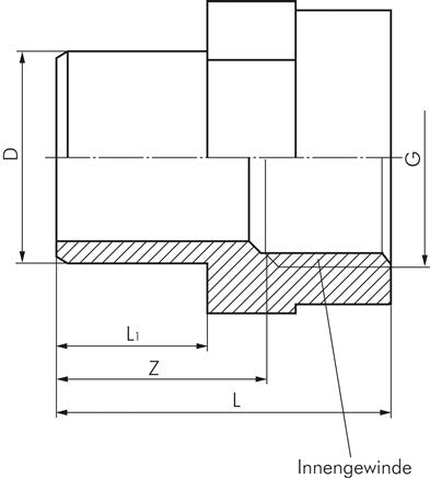 Adhesive transition sleeve nipple, PVC-U, 40mmxRp 1-1/4" IT