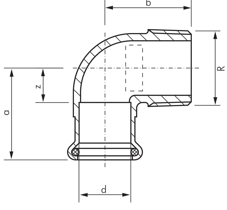 Pressfitting, Winkel, 22mm / R 3/4" AG, 1.4404