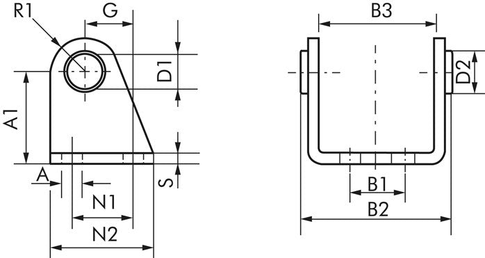 Swivel mounting for round cylinders, Ø 40 mm