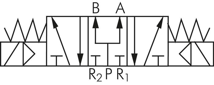 5/3-Wege Magnetventil, G 1/2", Mittelstellung belüftet, 24 V DC