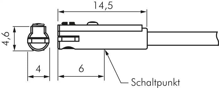 Zylinderschalter, 2-Leiter Solid-State Sensor, rote LED