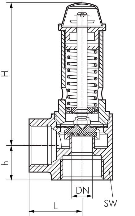 Soupape de sécurité d'angle TÜV G 1", 14,0 bar standard