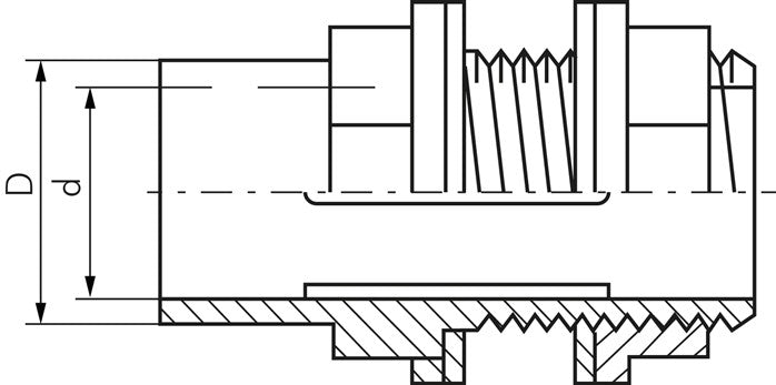 Adhesive bulkhead screw connection 20x25mm, G 3/4" AG
