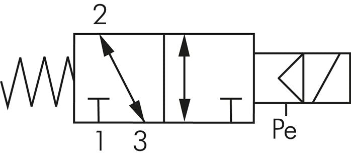 3/2-way solenoid valve with external air connection, G 1/8"