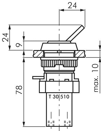 5/2-way rocker arm valve, black (30.5mm), M5