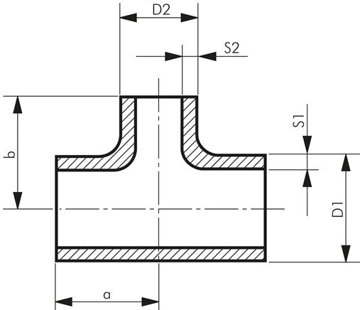 Pièce en T 88,9x3,2mm - 48,3x2,6mm, P235GH-TC1 acier noir, sans soudure