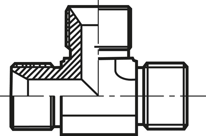 Pièce en T, cône 60° G 1/2"-G 1/2"-G 1/2" (AG), V4A