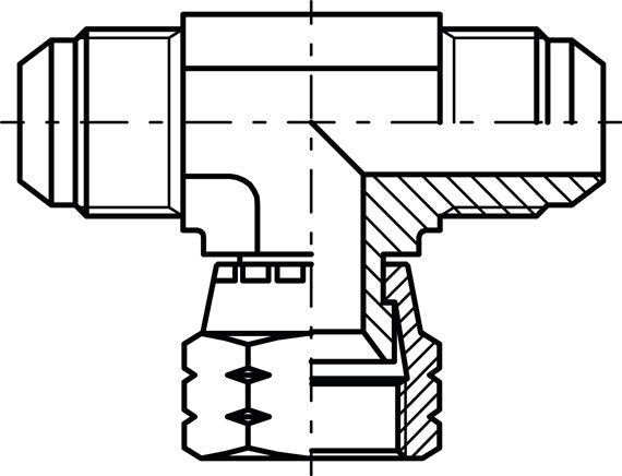 Raccord en T, UN 1-7/8"-12 (JIC), acier galvanisé