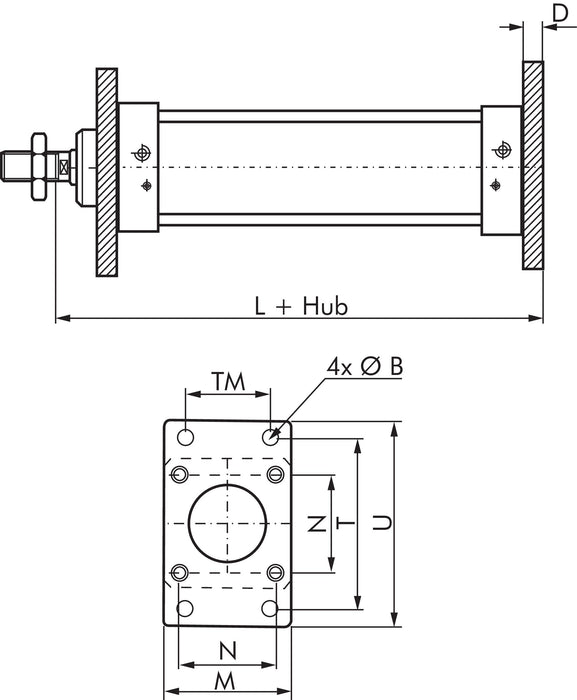 ISO 15552-Flanschbefestigung 63 mm, Stahl verzinkt