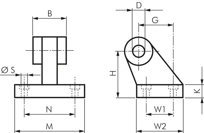 ISO 15552 Support pivotant à languette 90° 63 mm, 1.4401