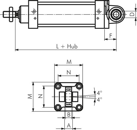 Support pivotant à languette ISO15552 (sphérique) 63 mm en aluminium