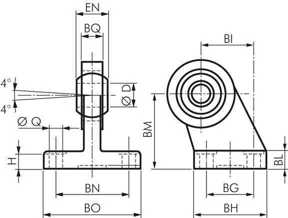 ISO 15552-90°-Laschenschwenkbefestigung 40 mm, Stahl / GGG