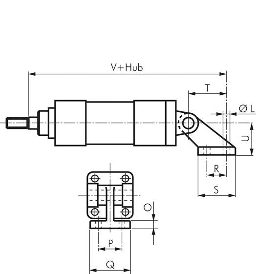 ISO 15552 Support pivotant 90° 200 mm, aluminium