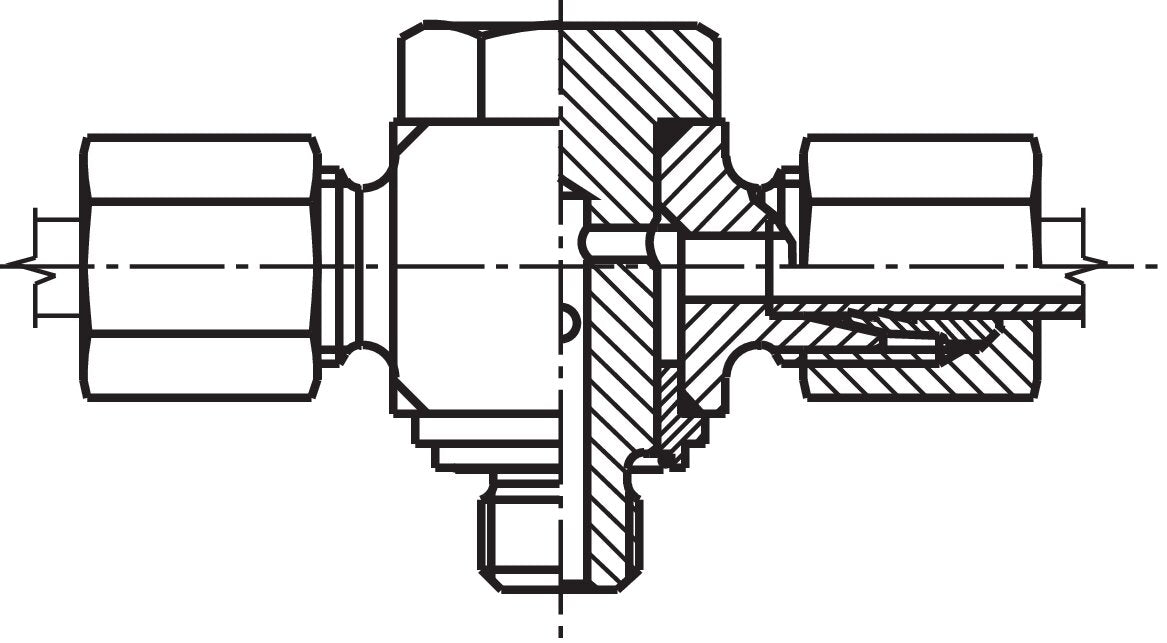 Raccord pivotant en T G 1/4"-8 L (M14x1,5), acier galvanisé