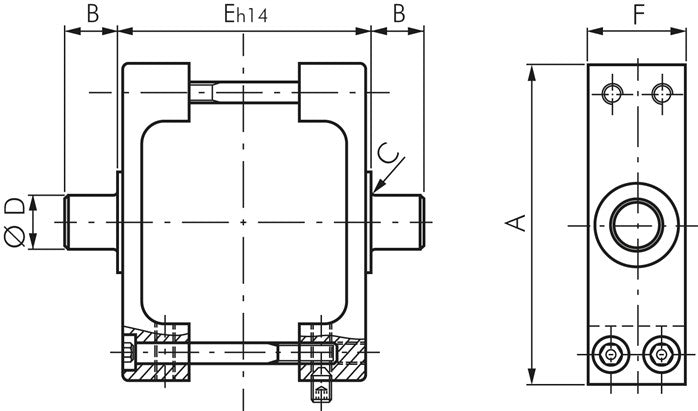 ISO 15552 center pivot mount 100mm (XL)