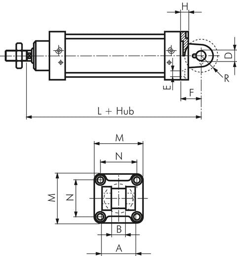 Support pivotant de fourche ISO 15552 40 mm, aluminium