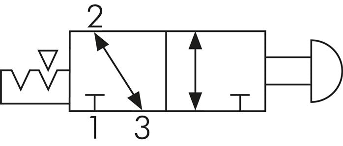 3/2-way (NC/NO) button valve, G 1/4", detent