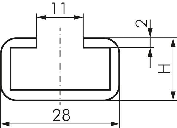 Rail de montage C, 28x11 mm, 1.4571, 2 m.