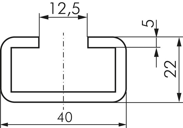 Rail de montage C, 40x22 mm, 1.4571, 1 m.