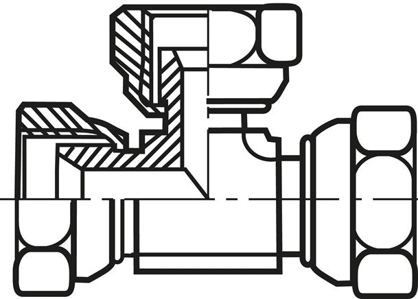 Raccord à vis en T, UNF 3/4"-16 (JIC), acier galvanisé